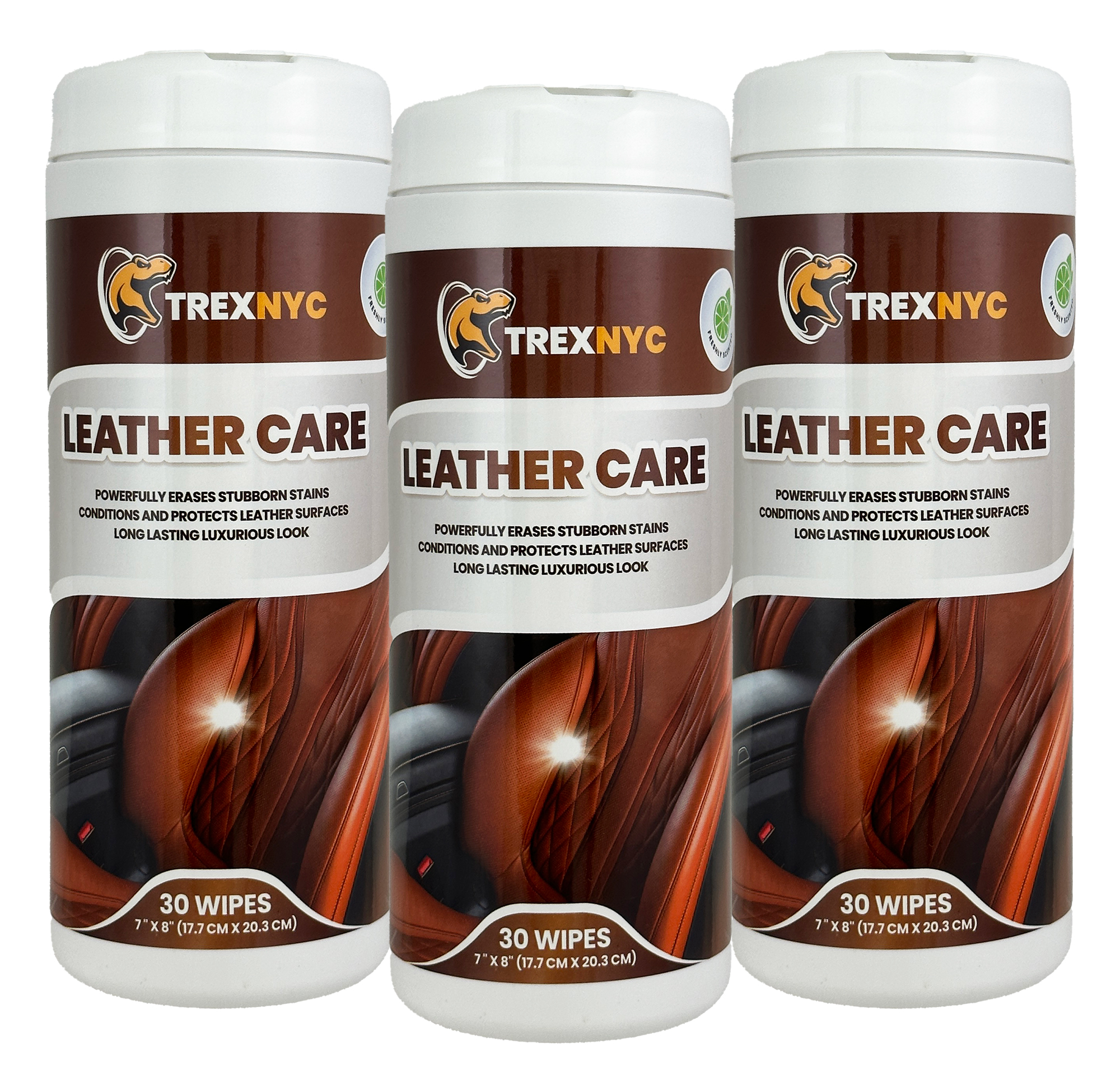 TrexNYC Leather Care Wipes for Car Seats, Leather Cleaning Wipes, Leather Car Seat Cleaner, Leather Wipes for Couch, Car Interior, Furniture, Shoes, A